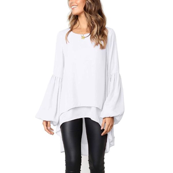 women's blouses & shirts aowofs women chiffon shirt autumn winter round neck lantern sleeves irregular hem ladies casual slim elegant s, White
women's blouses & shirts aowofs women chiffon shirt autumn winter round neck lantern sleeves irregular hem ladies casual slim elegant s, White