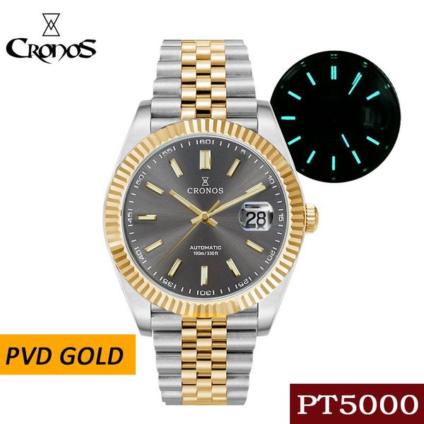 wristwatches cronos date luxury men watch pvd gold 5 links bracelet copper-nickel plated bezel 100m water resistant sapphire, Slivery;brown
wristwatches cronos date luxury men watch pvd gold 5 links bracelet copper-nickel plated bezel 100m water resistant sapphire, Slivery;brown