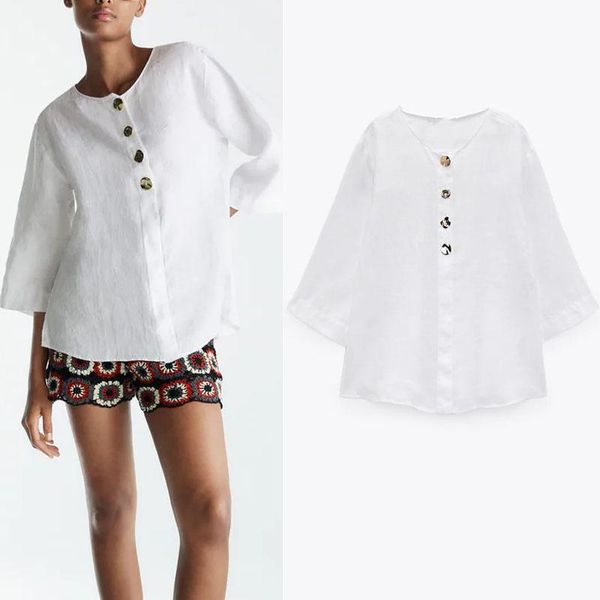 women's blouses & shirts 2021 buttoned linen woman shirt white round neck long sleeve summer casual loose back ruched side slit femi
women's blouses & shirts 2021 buttoned linen woman shirt white round neck long sleeve summer casual loose back ruched side slit femi