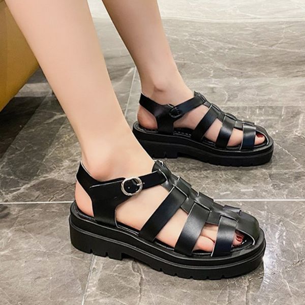women sandals summer flat platform rome shoes thick bottom pu leather female footwear buckle strap fish mouth ladies shoes, Black
women sandals summer flat platform rome shoes thick bottom pu leather female footwear buckle strap fish mouth ladies shoes, Black