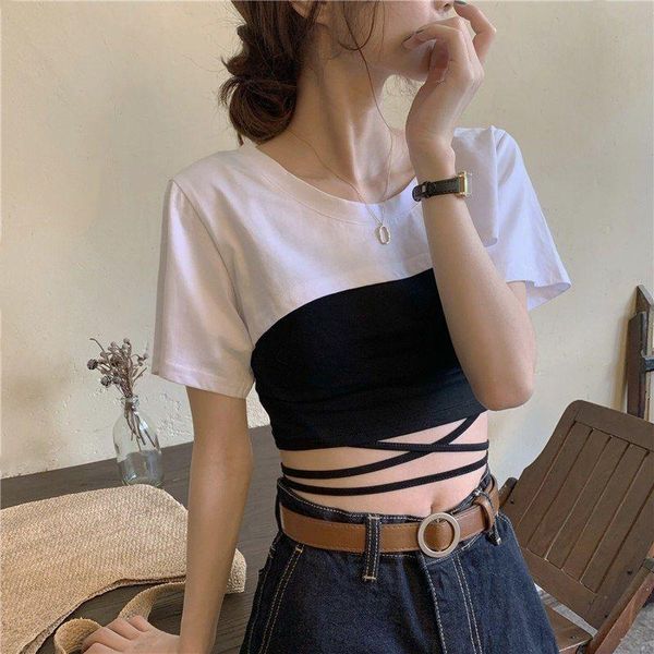 summer t-shirt women's short slim-fit lace-up high-waist two-piece korean hip-hop umbilical cord tights vintage punk, White
summer t-shirt women's short slim-fit lace-up high-waist two-piece korean hip-hop umbilical cord tights vintage punk, White