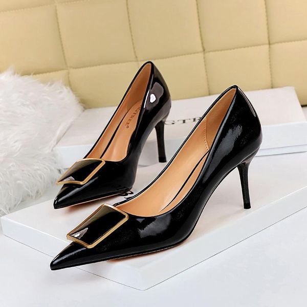 7.5cm high heels ladies women pumps pointed toe footwear shallow female shoes square casual woman 2021 spring dress, Black
7.5cm high heels ladies women pumps pointed toe footwear shallow female shoes square casual woman 2021 spring dress, Black