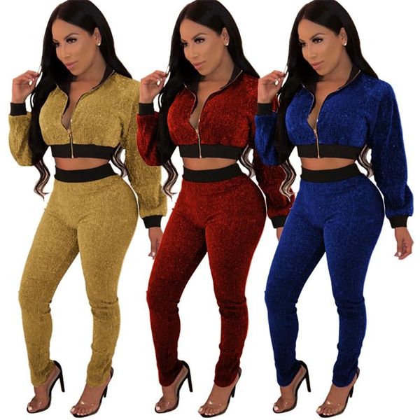 women's jumpsuits & rompers sparkling golden silk thread women tracksuit stand collar long sleeve zipper jacket crop pants fashion 2 pi, Black;white
women's jumpsuits & rompers sparkling golden silk thread women tracksuit stand collar long sleeve zipper jacket crop pants fashion 2 pi, Black;white