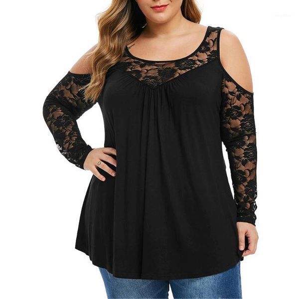 plus size t-shirt 5xl women lace patchwork cold shoulder round neck t shirt loose large floral sleeve casual knitted shirts, Black
plus size t-shirt 5xl women lace patchwork cold shoulder round neck t shirt loose large floral sleeve casual knitted shirts, Black