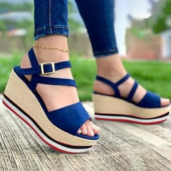 women's sandals vintage wedge shoes woman buckle strap straw thick bottom flats platform flock female summer dress, Black
women's sandals vintage wedge shoes woman buckle strap straw thick bottom flats platform flock female summer dress, Black