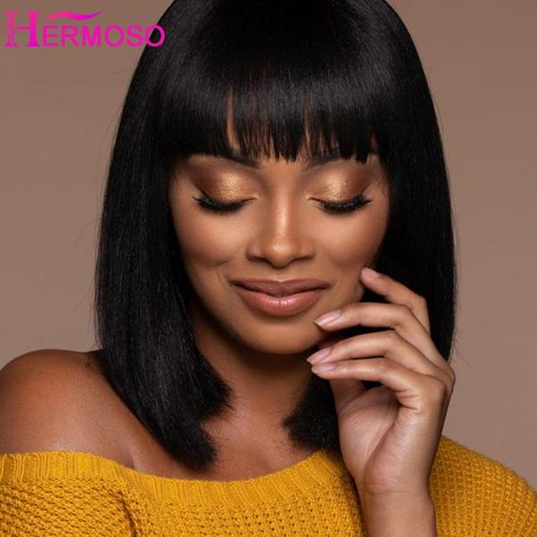 lace wigs short bob bangs human hair cut straight wig with shoulder for black women full machine, Black;brown
lace wigs short bob bangs human hair cut straight wig with shoulder for black women full machine, Black;brown