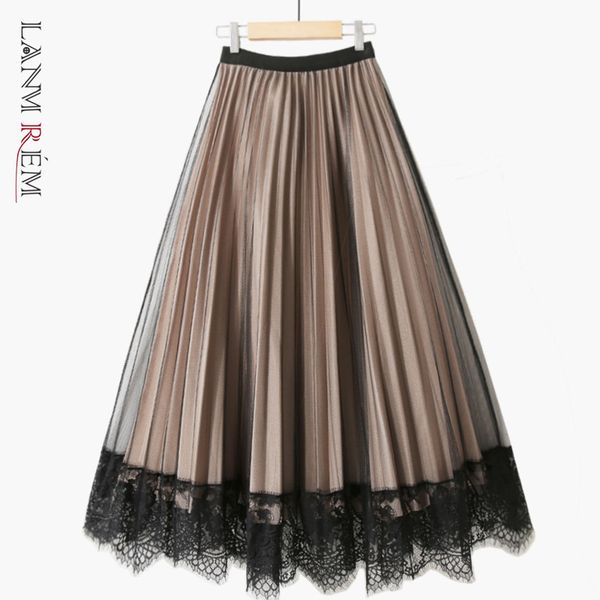 women patchwork mesh skirt fashion spring summer lace elastic s female elegant fold all-match 2d1482 210507, Black
women patchwork mesh skirt fashion spring summer lace elastic s female elegant fold all-match 2d1482 210507, Black