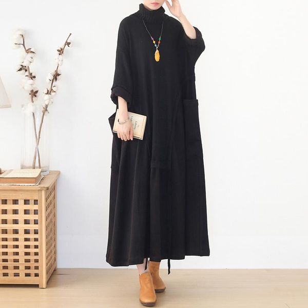 fairynatural ladies retro turtleneck knitted dresses patchwork pockets 2021 spring autumn loose casual soft sweater dress, Black;gray
fairynatural ladies retro turtleneck knitted dresses patchwork pockets 2021 spring autumn loose casual soft sweater dress, Black;gray