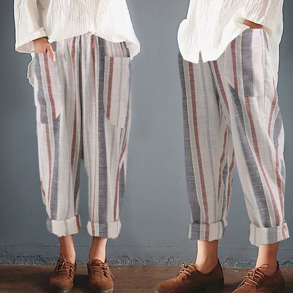 plus size cotton linen harem women capris summer loose high waist striped pockets casual pantalon female sweatpants trouser, Black;white
plus size cotton linen harem women capris summer loose high waist striped pockets casual pantalon female sweatpants trouser, Black;white