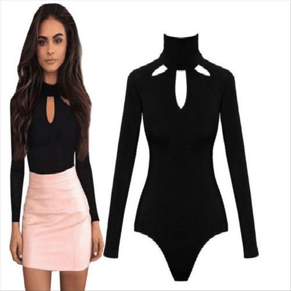 long sleeve stretch jumper plain womens rompers halter neck solid pullover skinny bodysuit leotard top, Black;white
long sleeve stretch jumper plain womens rompers halter neck solid pullover skinny bodysuit leotard top, Black;white