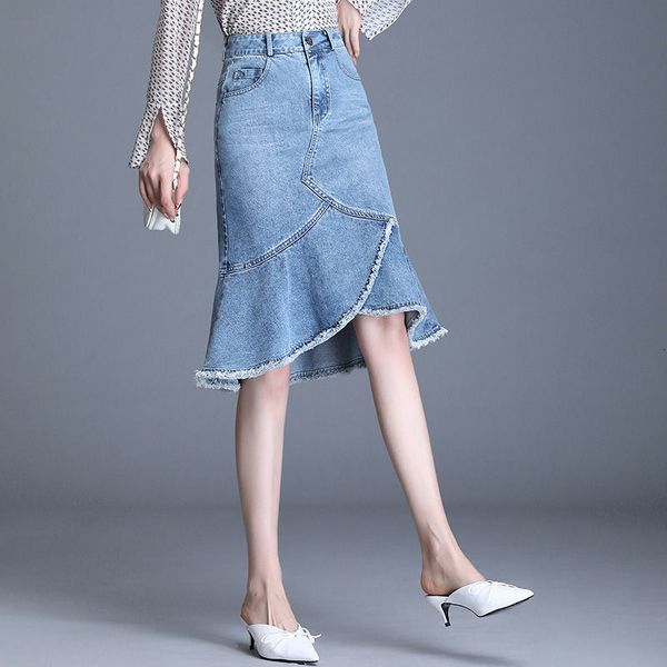 denim fishtail package hip irregular spring fall women's skirts thin fashion a split step midi skirt k329 t29r, Black
denim fishtail package hip irregular spring fall women's skirts thin fashion a split step midi skirt k329 t29r, Black
