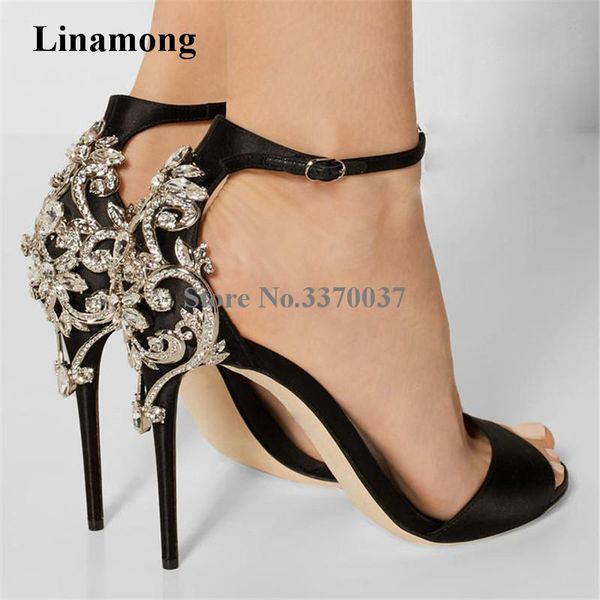 design women bling satin fabric single strap rhinestone sandals back crystal high heel formal dress shoes, Black
design women bling satin fabric single strap rhinestone sandals back crystal high heel formal dress shoes, Black