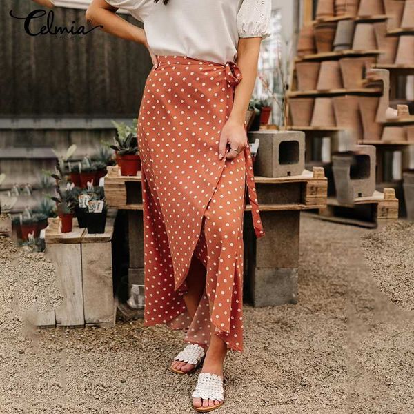 skirt celmia women 2021 fashion high waist polka dot slit long skirt casual bohemian asymmetrical bandage wrap maxi skirts plus size, Black
skirt celmia women 2021 fashion high waist polka dot slit long skirt casual bohemian asymmetrical bandage wrap maxi skirts plus size, Black