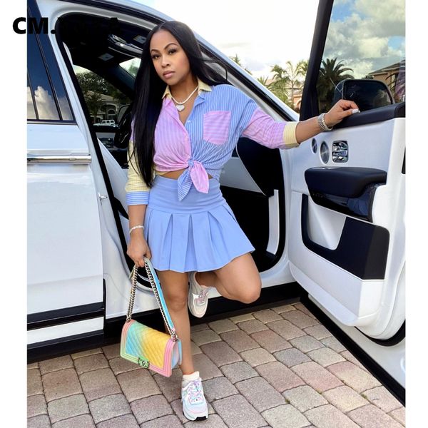 women skirts sets patchwork full sleeve shirt solid empire mini pleated skirt 2 piece set female street casual clothesby air, White
women skirts sets patchwork full sleeve shirt solid empire mini pleated skirt 2 piece set female street casual clothesby air, White