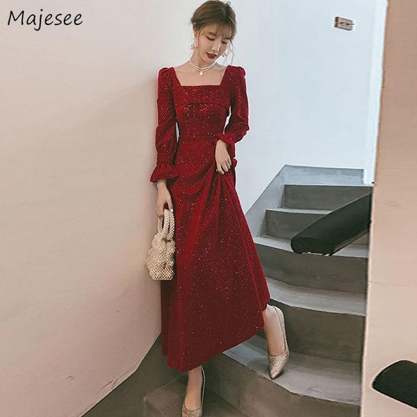 casual dresses dress women a-line sequins puff sleeve female autumn square collar stylish mid-calf korean style party vestidos, Black;gray
casual dresses dress women a-line sequins puff sleeve female autumn square collar stylish mid-calf korean style party vestidos, Black;gray