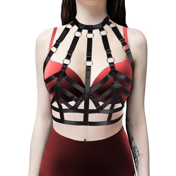 bras sets gothic body harness neck bondage cage bra adjustable corset lingerie women's underwear suspenders fetish festival prom rave, Red;black
bras sets gothic body harness neck bondage cage bra adjustable corset lingerie women's underwear suspenders fetish festival prom rave, Red;black