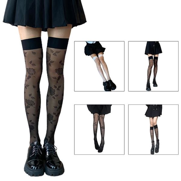 socks & hosiery mxma japanese women lolita thigh high stockings floral plaid butterfly jacquard patterned over knee long sheer tights, Black;white
socks & hosiery mxma japanese women lolita thigh high stockings floral plaid butterfly jacquard patterned over knee long sheer tights, Black;white