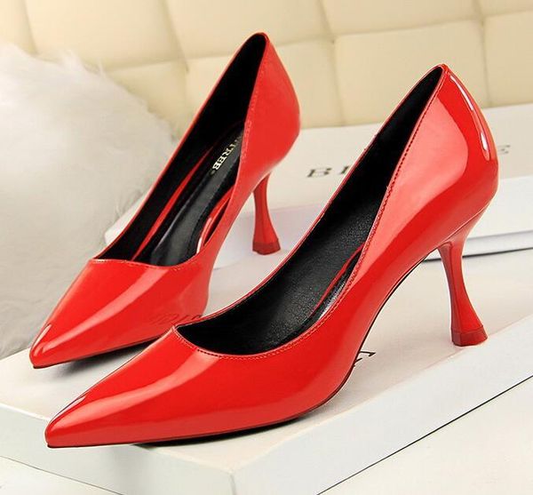 dress shoes nice spring summer women fashion pointed toe patent leather ol basic high heels woman pumps, Black
dress shoes nice spring summer women fashion pointed toe patent leather ol basic high heels woman pumps, Black