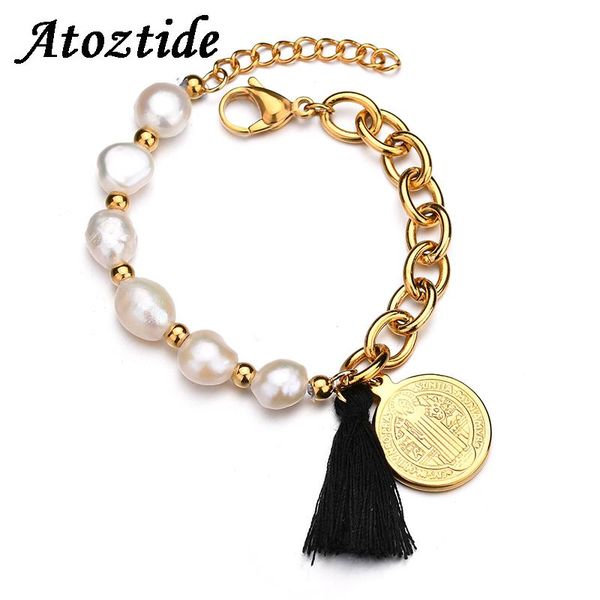 link, chain atoztide classic christian tassel coin jesus bracelet for women bohemian adjustable freshwater pearls round gold, Black
link, chain atoztide classic christian tassel coin jesus bracelet for women bohemian adjustable freshwater pearls round gold, Black