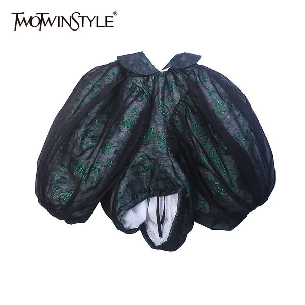 twotwinstyle print cotton coat for women lapel puff long sleeve high street short coats female fashion clothing winter 210517, Black
twotwinstyle print cotton coat for women lapel puff long sleeve high street short coats female fashion clothing winter 210517, Black