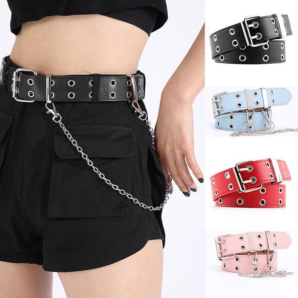women punk chain fashion belt adjustable double row hole eyelet waistband with decorative belts 2021 waist strap, Black;brown
women punk chain fashion belt adjustable double row hole eyelet waistband with decorative belts 2021 waist strap, Black;brown