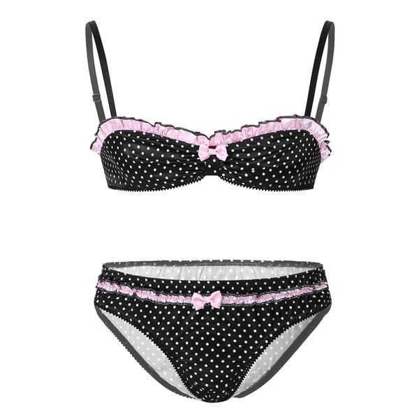 mens sissy lingerie set polka dot print bra and briefs panties gay satin underwear nightwear men erotic crossdressing costumes, Black;white
mens sissy lingerie set polka dot print bra and briefs panties gay satin underwear nightwear men erotic crossdressing costumes, Black;white