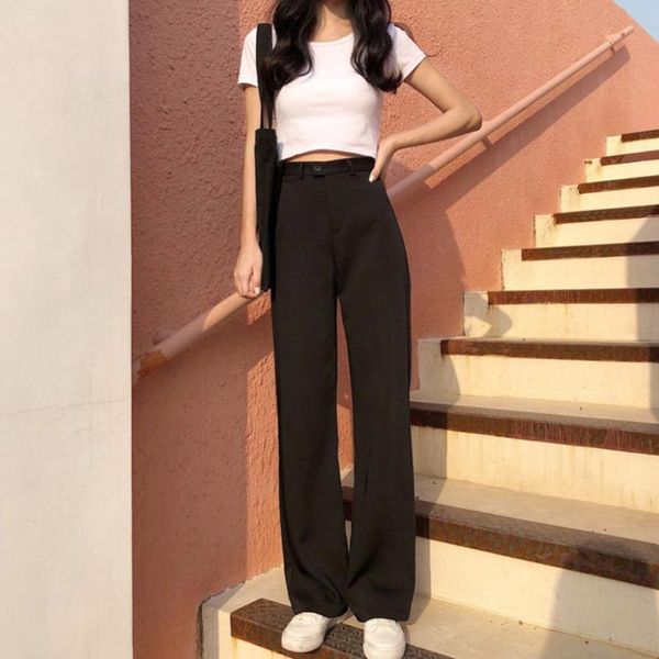 women's pants & capris 2021 women spring autumn loose high waist solid color long straight female casual wide leg trousers pantalones d, Black;white
women's pants & capris 2021 women spring autumn loose high waist solid color long straight female casual wide leg trousers pantalones d, Black;white