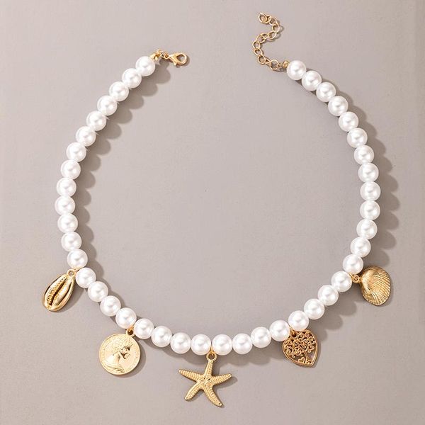 chains luxury pearl goldstone shell gold pendant necklace for women star heart chain choker collier perle bohemian jewelry, Silver
chains luxury pearl goldstone shell gold pendant necklace for women star heart chain choker collier perle bohemian jewelry, Silver