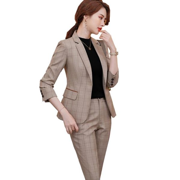 fashion women khaki blue plaid blazer and pant suit ladies s-4xl formal two pieces set for spring fall women's piece pants, White
fashion women khaki blue plaid blazer and pant suit ladies s-4xl formal two pieces set for spring fall women's piece pants, White