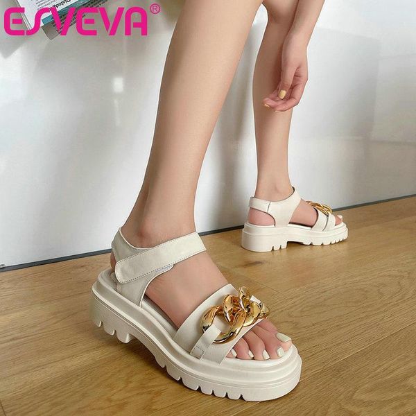 sandals esveva 2021 ankle strap open toe women pumps genuine leather casual square heel hook&loop female shoes size 34-39, Black
sandals esveva 2021 ankle strap open toe women pumps genuine leather casual square heel hook&loop female shoes size 34-39, Black