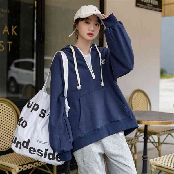 2021 autumn new korean college style minority lazy casual versatile hooded pullover jacket women's t-shirt, Black
2021 autumn new korean college style minority lazy casual versatile hooded pullover jacket women's t-shirt, Black