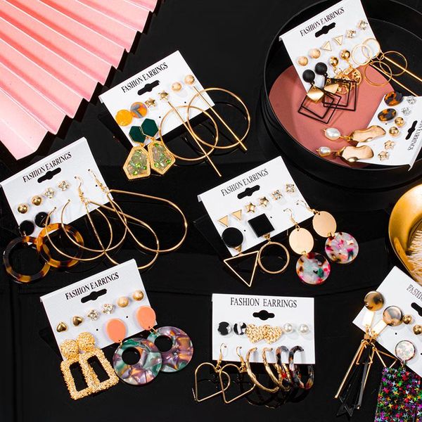 hoop & huggie 6 pairs/set earrings set vintage acrylic geometric for women korean drop earring 2021 fashion female earings jewelry, Golden;silver
hoop & huggie 6 pairs/set earrings set vintage acrylic geometric for women korean drop earring 2021 fashion female earings jewelry, Golden;silver
