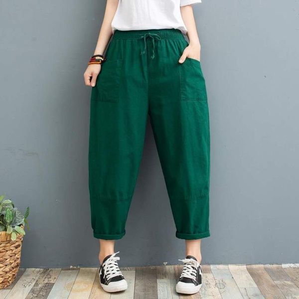 women's pants & capris plus size solid cotton linen women spring high waist calf-length harem casual summer trousers loose, Black;white
women's pants & capris plus size solid cotton linen women spring high waist calf-length harem casual summer trousers loose, Black;white