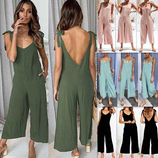 women's jumpsuits & rompers women backless summer sleeveless bow knot romper casual lace up loose solid color playsuit trousers overall, Black;white
women's jumpsuits & rompers women backless summer sleeveless bow knot romper casual lace up loose solid color playsuit trousers overall, Black;white