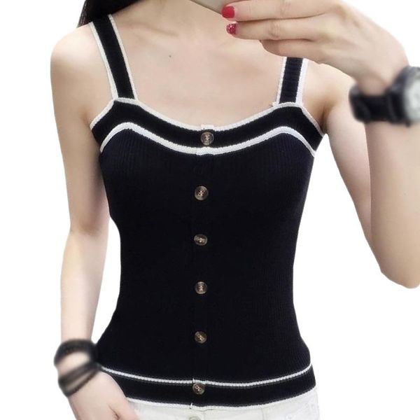 women's tanks & camis summer casual fashion striped button color-blocking knitted camisole women short slim bottoming shirt top, White
women's tanks & camis summer casual fashion striped button color-blocking knitted camisole women short slim bottoming shirt top, White