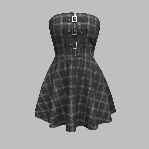 strapless punk goth gothic dress vd1687 girls plaid black short mini dresses vestidos for women party casual, Black;gray
strapless punk goth gothic dress vd1687 girls plaid black short mini dresses vestidos for women party casual, Black;gray