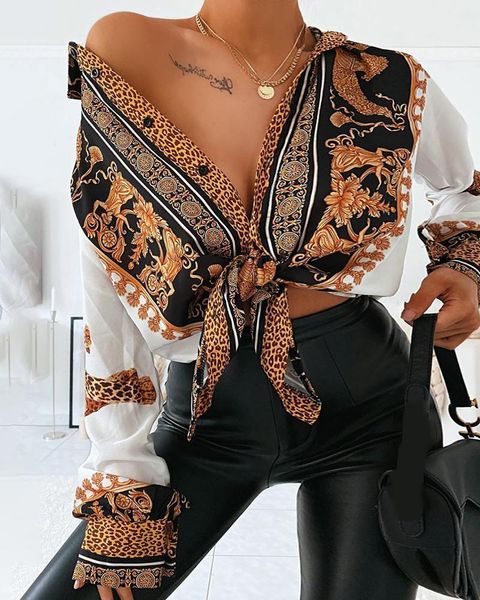 baroque leopard print casual shirt women turn-down collar long sleeve casual blouse streetwear, White
baroque leopard print casual shirt women turn-down collar long sleeve casual blouse streetwear, White