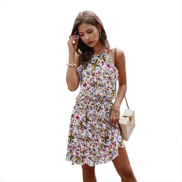 ladies summer slim halter floral print dress women beach sundress sleeveless ruffles short women mini dress female vestidos, White
ladies summer slim halter floral print dress women beach sundress sleeveless ruffles short women mini dress female vestidos, White