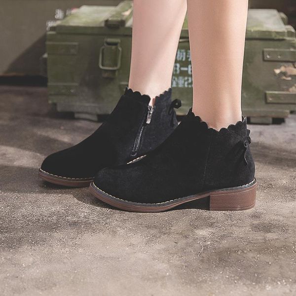 boots women nice ankle for winter shoes retro low heel flat solid zipper botas feminina ghn89, Black
boots women nice ankle for winter shoes retro low heel flat solid zipper botas feminina ghn89, Black