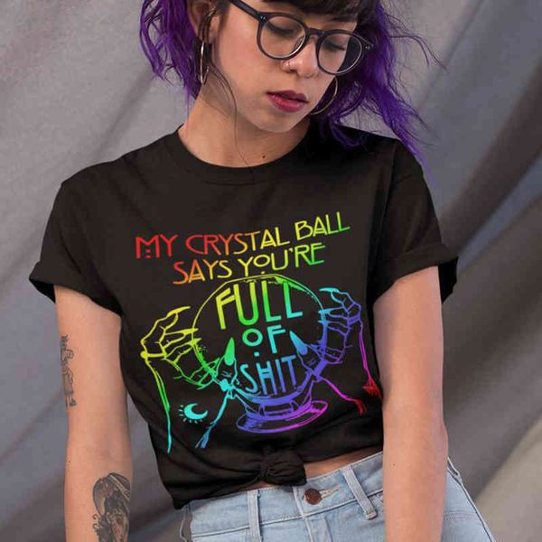 women's t-shirt my crystal ball says you're filled with funny goth clothes halloween wicca graphic witch tshirt feminine 90s boho, White
women's t-shirt my crystal ball says you're filled with funny goth clothes halloween wicca graphic witch tshirt feminine 90s boho, White