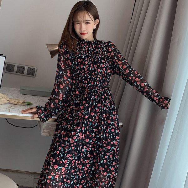 casual dresses dresses loose stand collar floral chiffon female midi autumn full sleeve lace-up pleated women dress vestidos iz6d, Black;gray
casual dresses dresses loose stand collar floral chiffon female midi autumn full sleeve lace-up pleated women dress vestidos iz6d, Black;gray