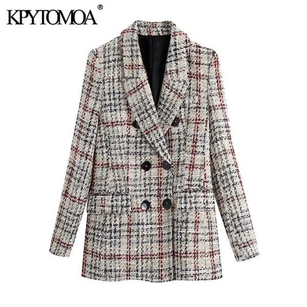 kpytomoa women fashion double breasted tweed check blazers coat vintage long sleeve pockets female outerwear chic 210930, White;black
kpytomoa women fashion double breasted tweed check blazers coat vintage long sleeve pockets female outerwear chic 210930, White;black
