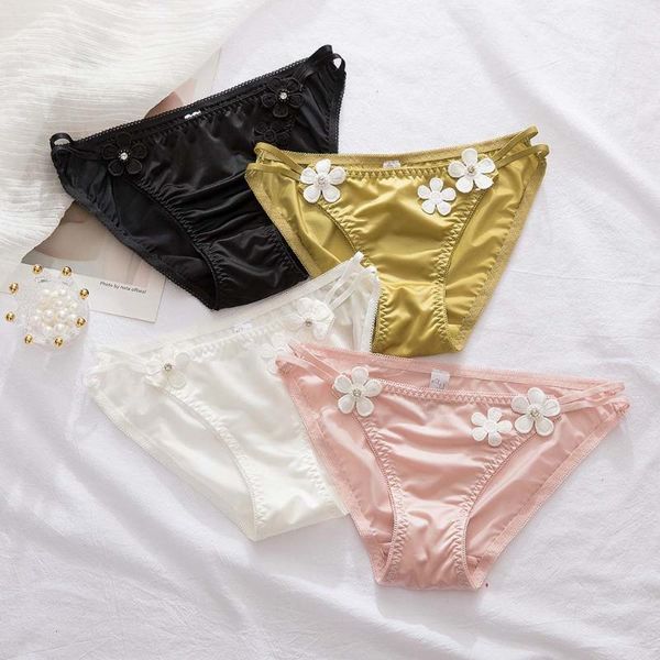 women's panties 1pc satin low-waist cute flowers japanese silky soft rhinestone flower underpants, Black;pink
women's panties 1pc satin low-waist cute flowers japanese silky soft rhinestone flower underpants, Black;pink