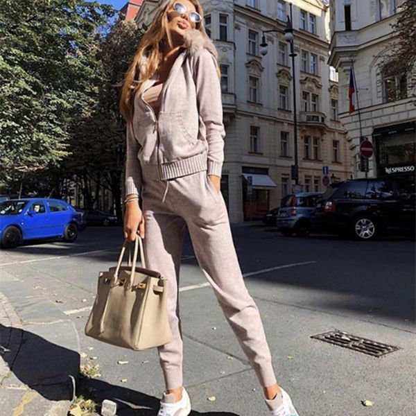 two piece dress autumn knit set women zip sweater suit tracksuit fur collar hooded cardigan and knitted pants womens clothing, White
two piece dress autumn knit set women zip sweater suit tracksuit fur collar hooded cardigan and knitted pants womens clothing, White