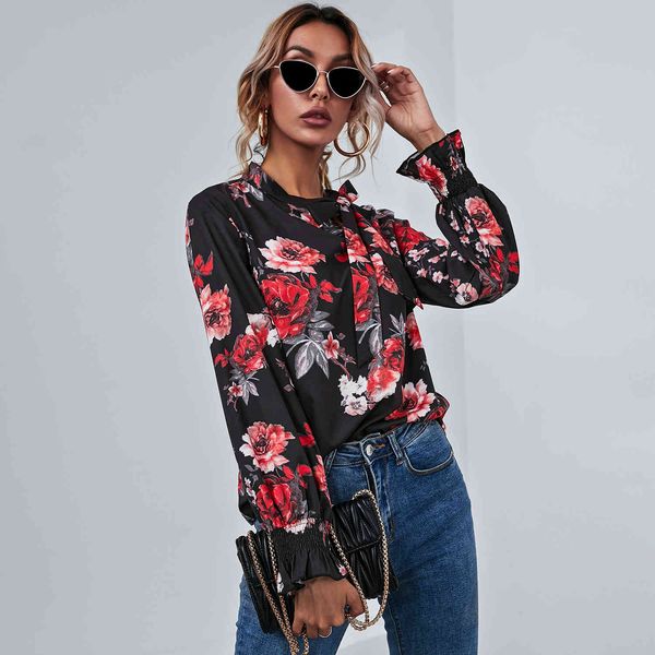 spring summer floral printed long sleeve black pullovers shirt fashion office lady wear ruffles loose 210524, White
spring summer floral printed long sleeve black pullovers shirt fashion office lady wear ruffles loose 210524, White