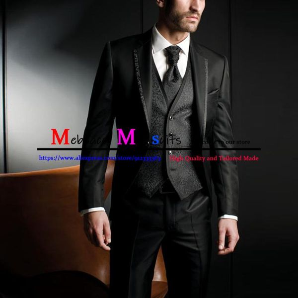 men's suits & blazers fashion black notched lapel grooms blazer wedding tuxedos 3 piece sets jacket vest with pants slim fit groomsman, White;black
men's suits & blazers fashion black notched lapel grooms blazer wedding tuxedos 3 piece sets jacket vest with pants slim fit groomsman, White;black