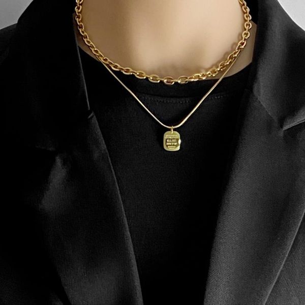 chains square brand letter double chain necklace female fashion stacking personality clavicle titanium steel stitching, Silver
chains square brand letter double chain necklace female fashion stacking personality clavicle titanium steel stitching, Silver