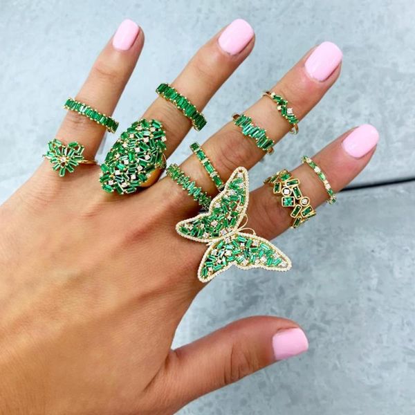 cluster rings gold color white green baguette cz paved big butterfly luxury cocktail ring for women, Golden;silver
cluster rings gold color white green baguette cz paved big butterfly luxury cocktail ring for women, Golden;silver