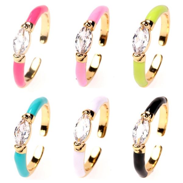 cluster rings eyika fashion rainbow women jewelry candy color neon enamel finger ring inlaid marquise zircon open adjust size stacking, Golden;silver
cluster rings eyika fashion rainbow women jewelry candy color neon enamel finger ring inlaid marquise zircon open adjust size stacking, Golden;silver