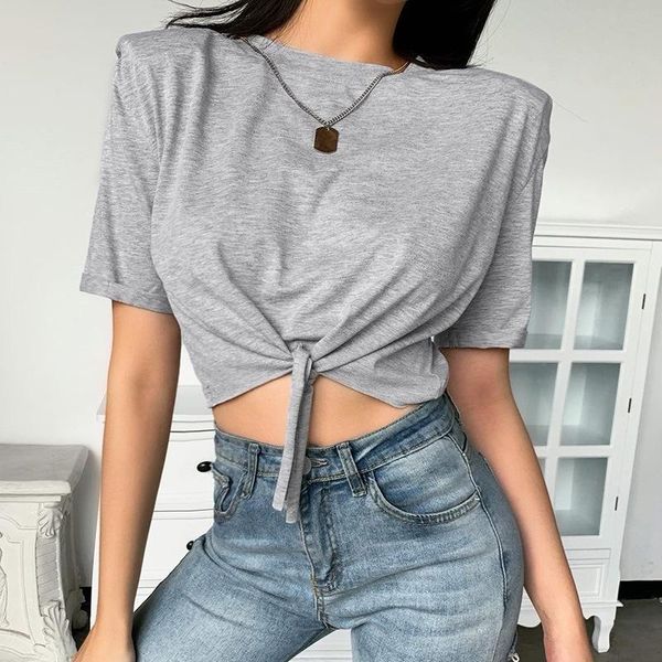 casual fashion cotton women t-shirt summer high waist crop shoulder pads street basic t-shirts 2021 women's, White
casual fashion cotton women t-shirt summer high waist crop shoulder pads street basic t-shirts 2021 women's, White